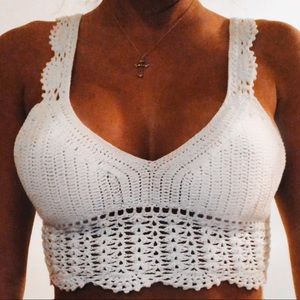 Crochet white crop top